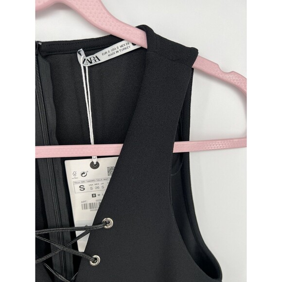 Zara womens solid black Sleeveless Romper Jumpsuit Small - Picture 3 of 3